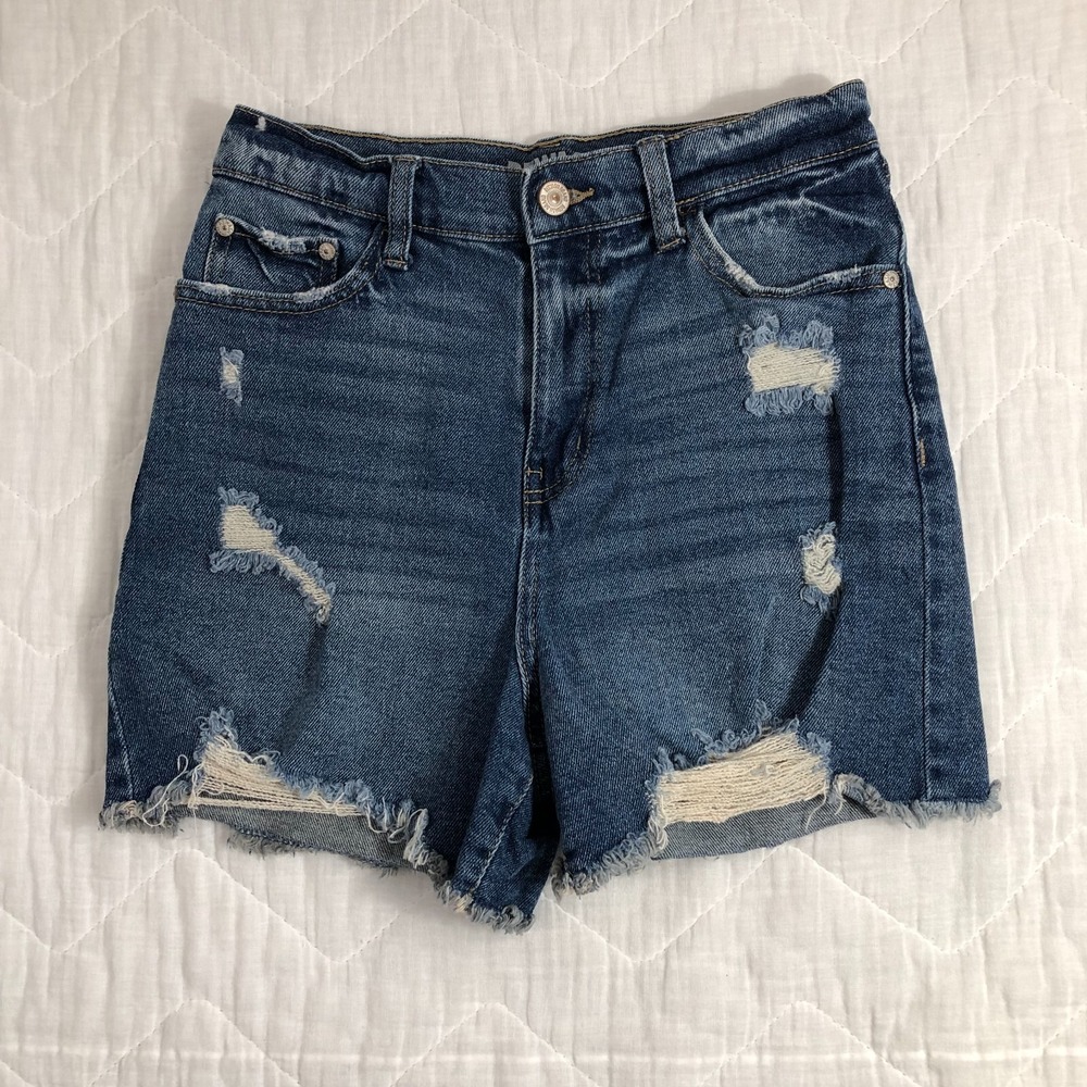 Rewash Shorts Juniors 1/25 Denim Blue Super High Rise Cut-Off Distressed Women's